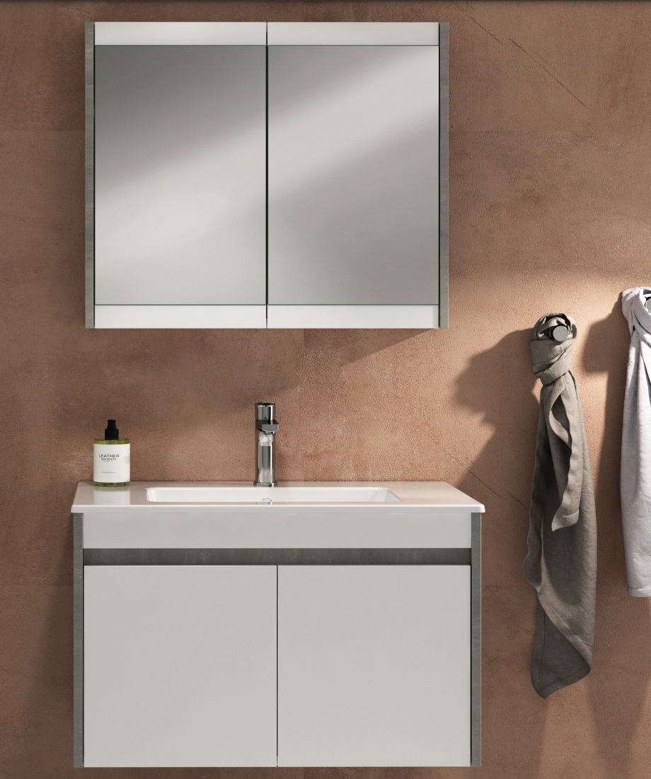 ISVEA Line Lavabo Dolabı + Ayna 80 cm 24LN5563080I Retro Gümüş Beyaz