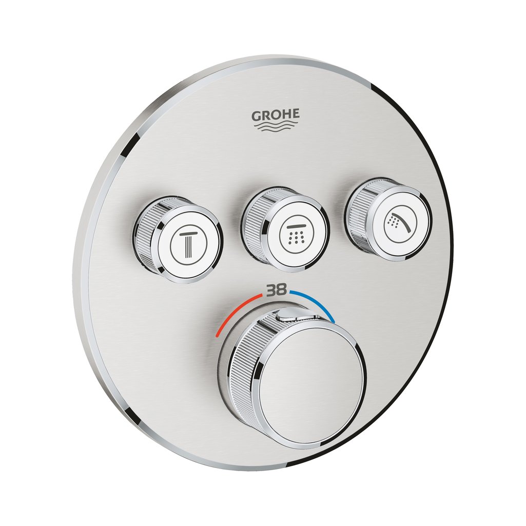 Grohe Grohtherm Grohtherm SmartControl Üç valfli akış kontrollü, ankastre termostatik duş bataryası Paslanmaz Çelik 29121DC0