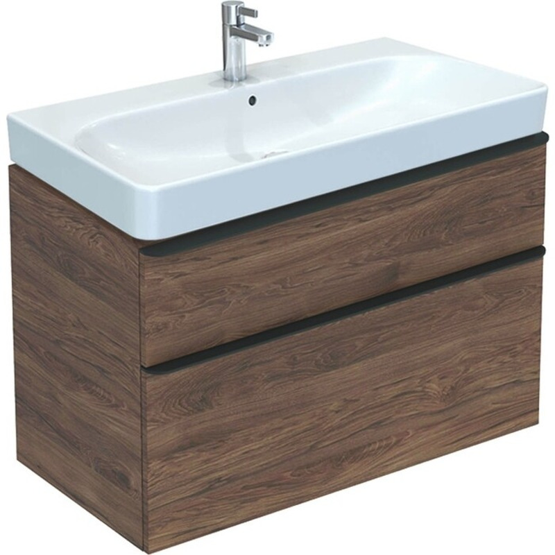 Geberit Smyle lavabo dolabı, çift çekmeceli, 90 cm Amerikan Ceviz  500.354.JR.1