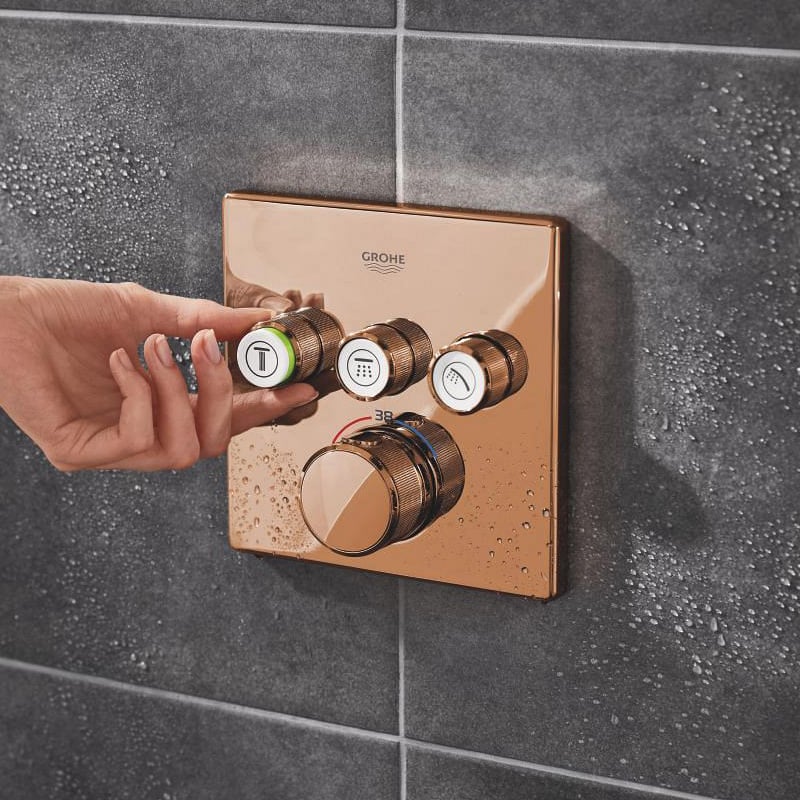Grohe Grohtherm SmartControl Üç valfli akış kontrollü, ankastre termostatik duş bataryası Warm Sunrise 29126DA0
