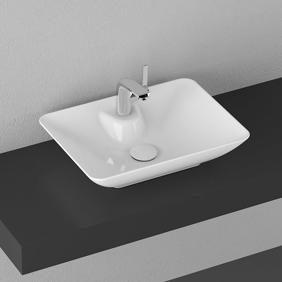 ISVEA SİSTEMA Y CLEAR TEZ. ÜZERİ LAV. 52 CM BEYAZ EXT. DEK. DELİKLİ  10SY50052