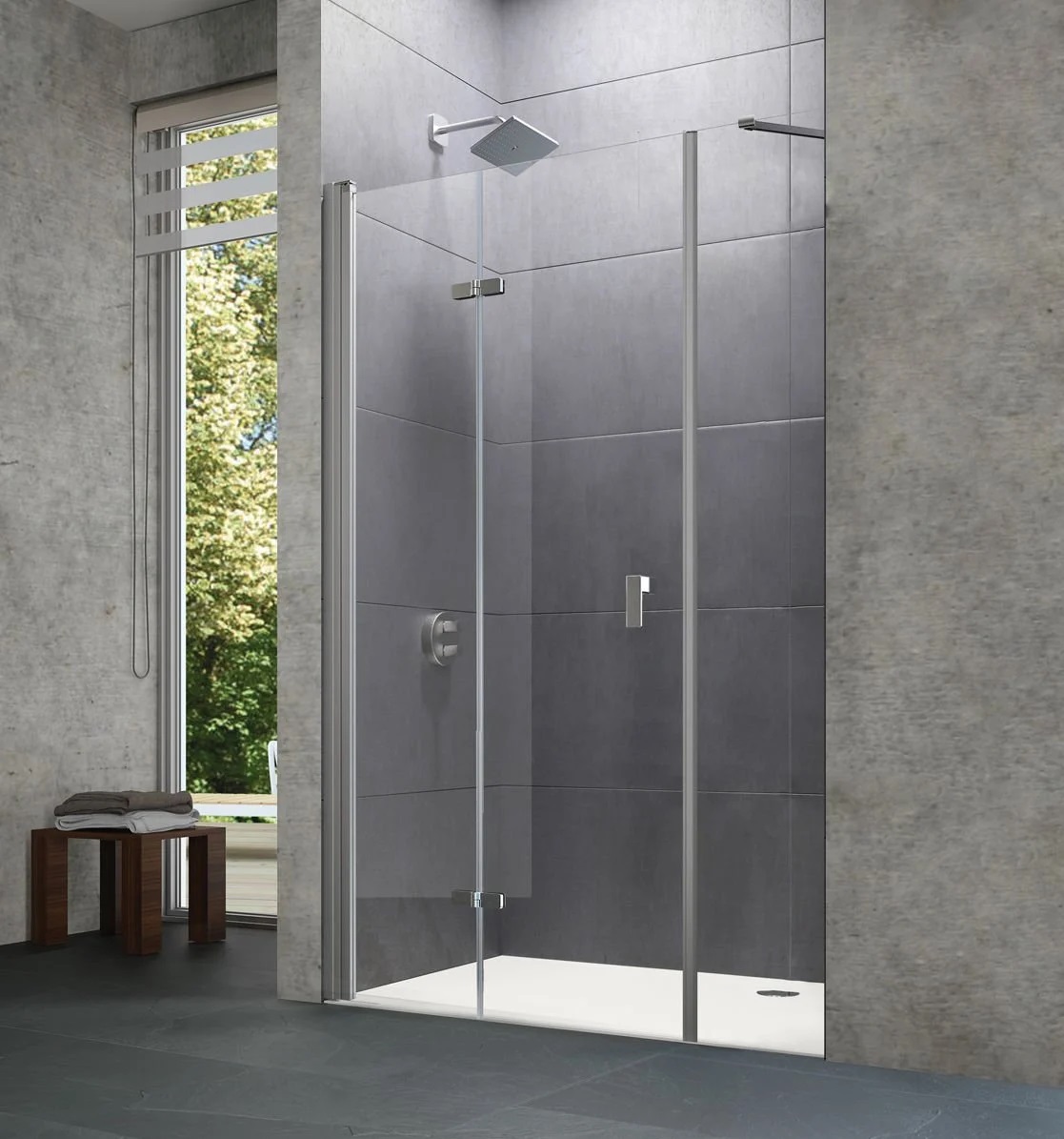 Hüppe Design Pure AKT  C SOLO T Ekstra Panelli Katlanır Temper Cam Kabin