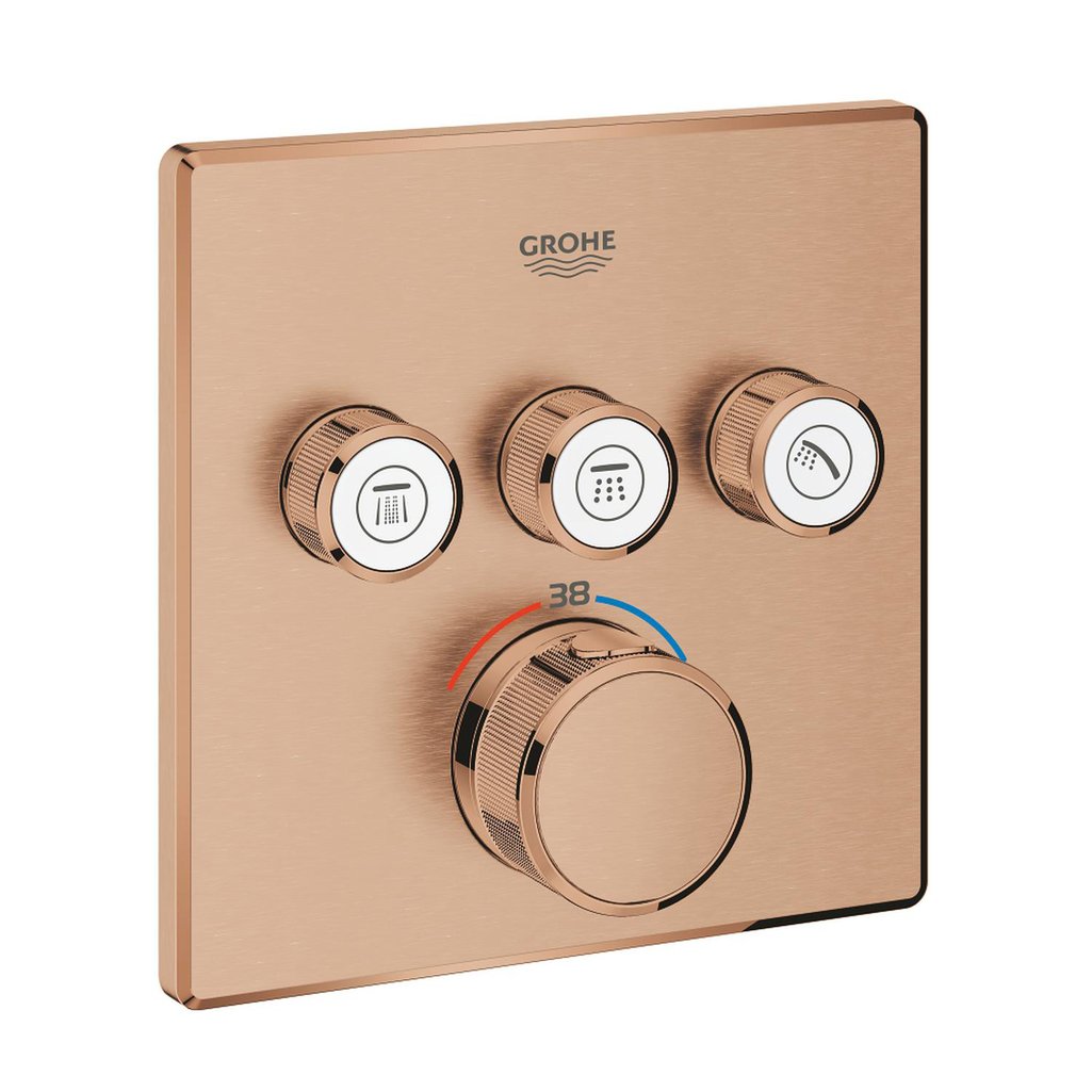 Grohe Grohtherm SmartControl Üç valfli akış kontrollü, ankastre termostatik duş bataryası Brushed Warm Sunset 29126DL0