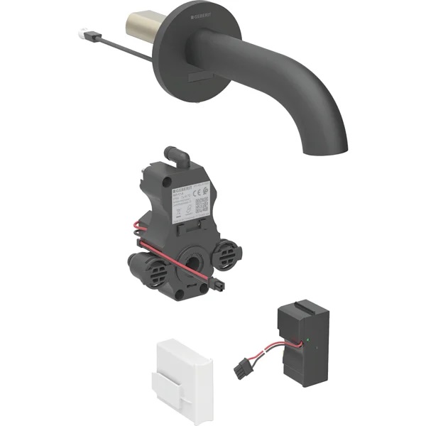 GEBERIT PİAVE 17 CM ANK. FOTOSELLİ LAVABO BATARYASI MAT SİYAH ÇİFT SU GİRİŞ ELEK.116.262.14.1 + MONTAJ ELEMANI