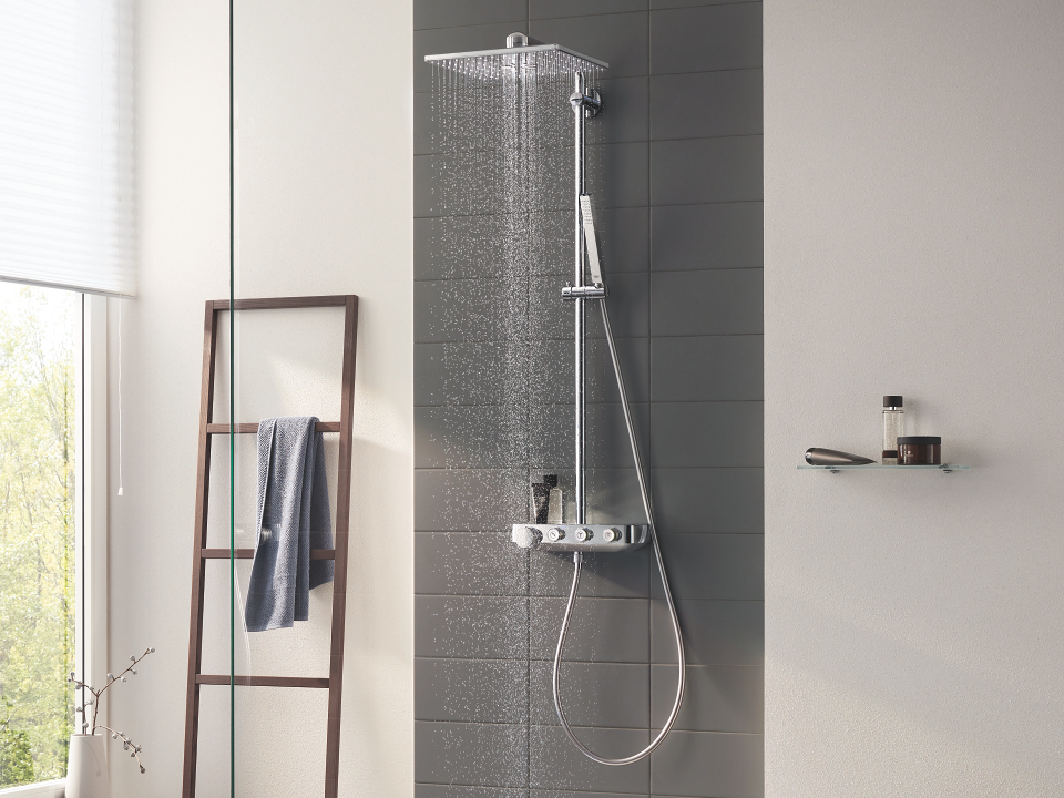 Grohe Euphoria SmartControl System 310 Cube Duvara monte termostatik bataryalı duş sistemi 26508000