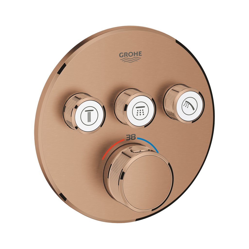 Grohe Grohtherm Grohtherm SmartControl Üç valfli akış kontrollü, ankastre termostatik duş bataryası Brushed Warm Sunset 29121DL0