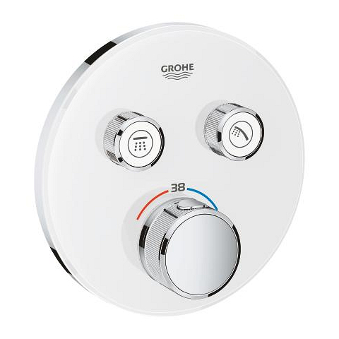 Grohe Grohtherm SmartControl Çift valfli akış kontrollü, ankastre termostatik duş bataryası Moon White / Krom 29151LS0