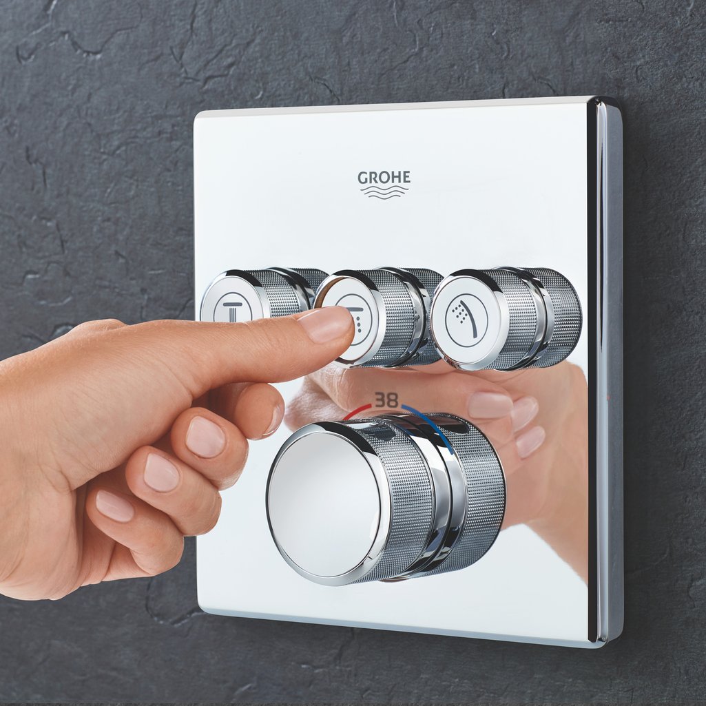 Grohe Grohtherm SmartControl Üç valfli akış kontrollü, ankastre termostatik duş bataryası Krom 29126000