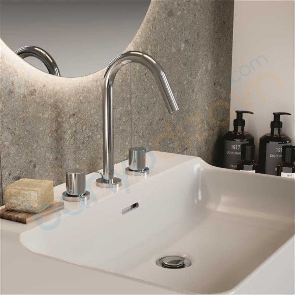 Ideal Standard Joy 3 Delikli Lavabo Bataryası Krom Sifon Kumandalı BC783AA