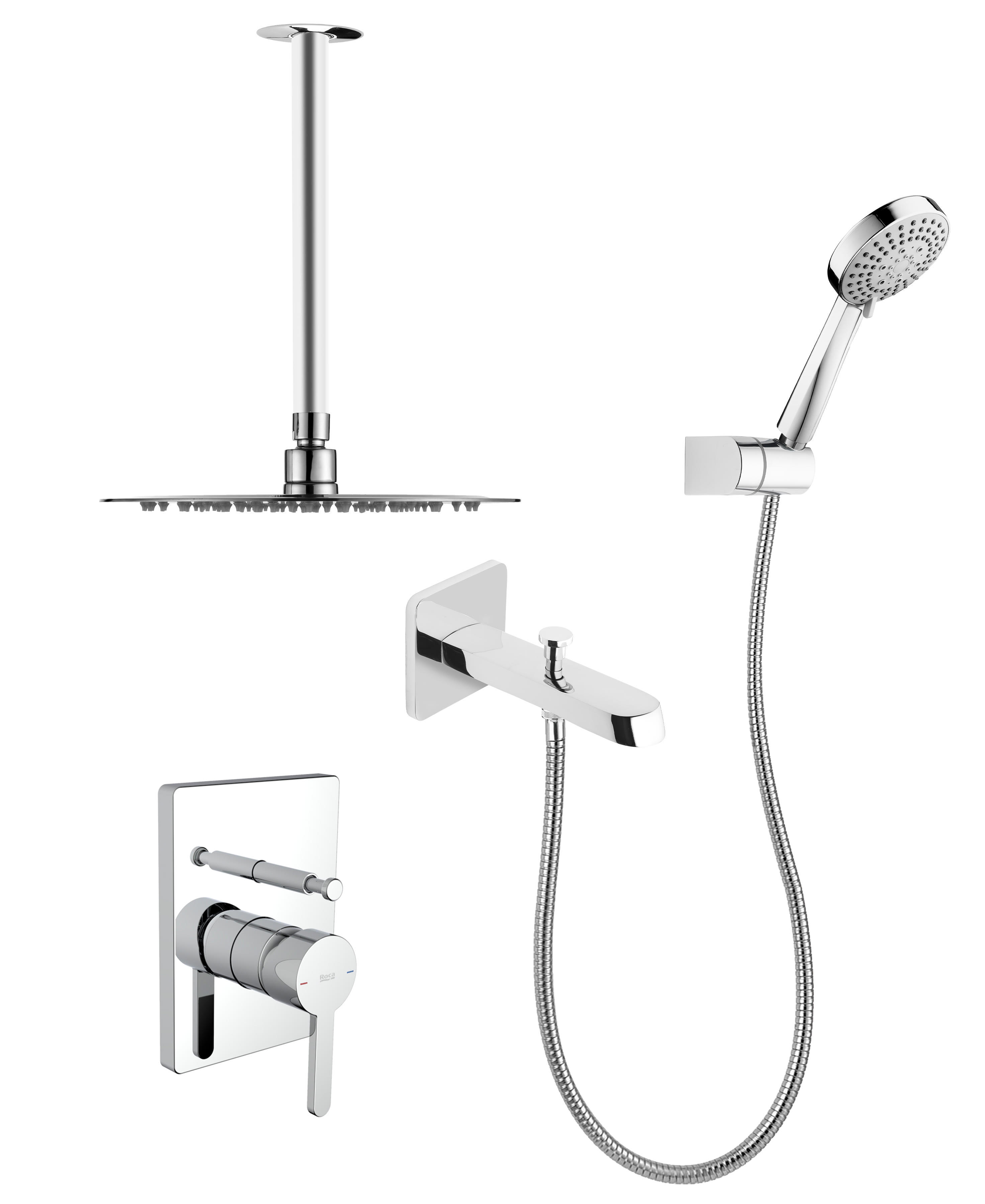 ROCA CARELİA 5Lİ ANKASTRE BANYO SETİ KROM GAGALI (TAVANDAN BORU-ÇIKIŞ UÇLU) A5D168AC0K