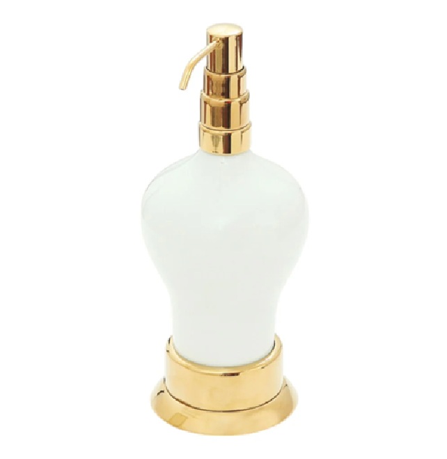 Aksy Pirinç Ottoman Setüstü Sıvı Sabunluk Porselen 7130 Pvd Gold