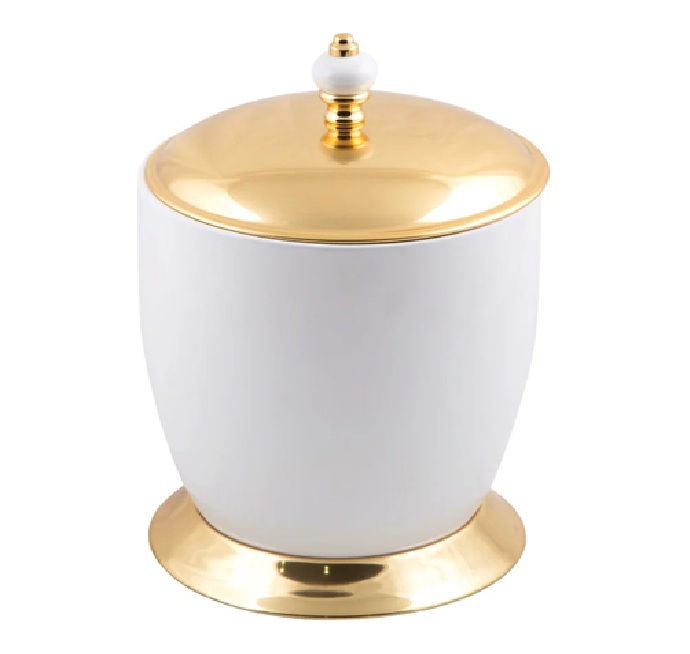 Aksy Pirinç Fantasia Porselen Çöp Kovası 8426 Pvd Gold
