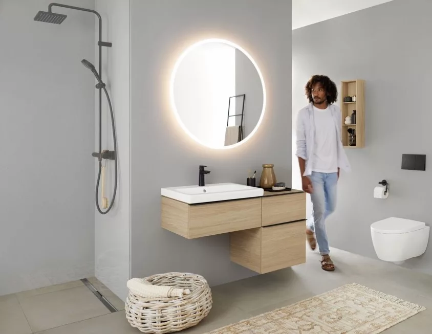 Geberit Option yuvarlak doğrudan ve dolaylı aydınlatmalı ayna, D=75 cm 502.798.00.1