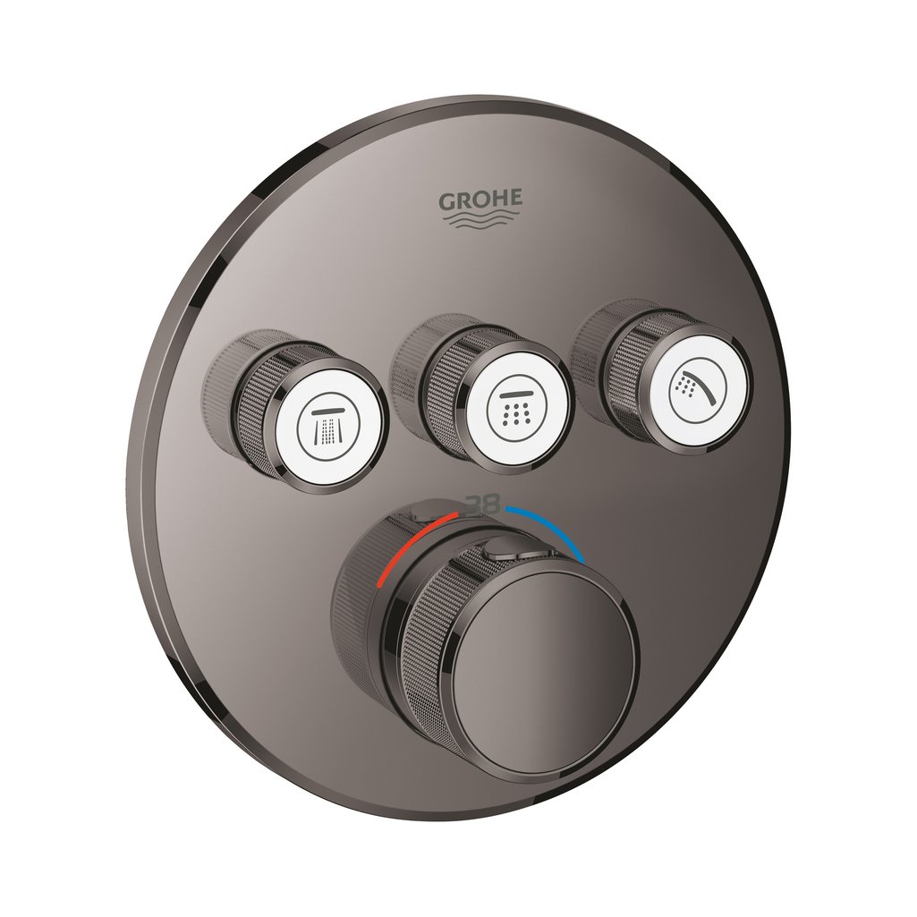 Grohe Grohtherm Grohtherm SmartControl Üç valfli akış kontrollü, ankastre termostatik duş bataryası Hard Graphite 29121A00
