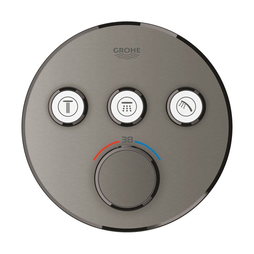 Grohe Grohtherm Grohtherm SmartControl Üç valfli akış kontrollü, ankastre termostatik duş bataryası Brushed Hard Graphite 29121AL0