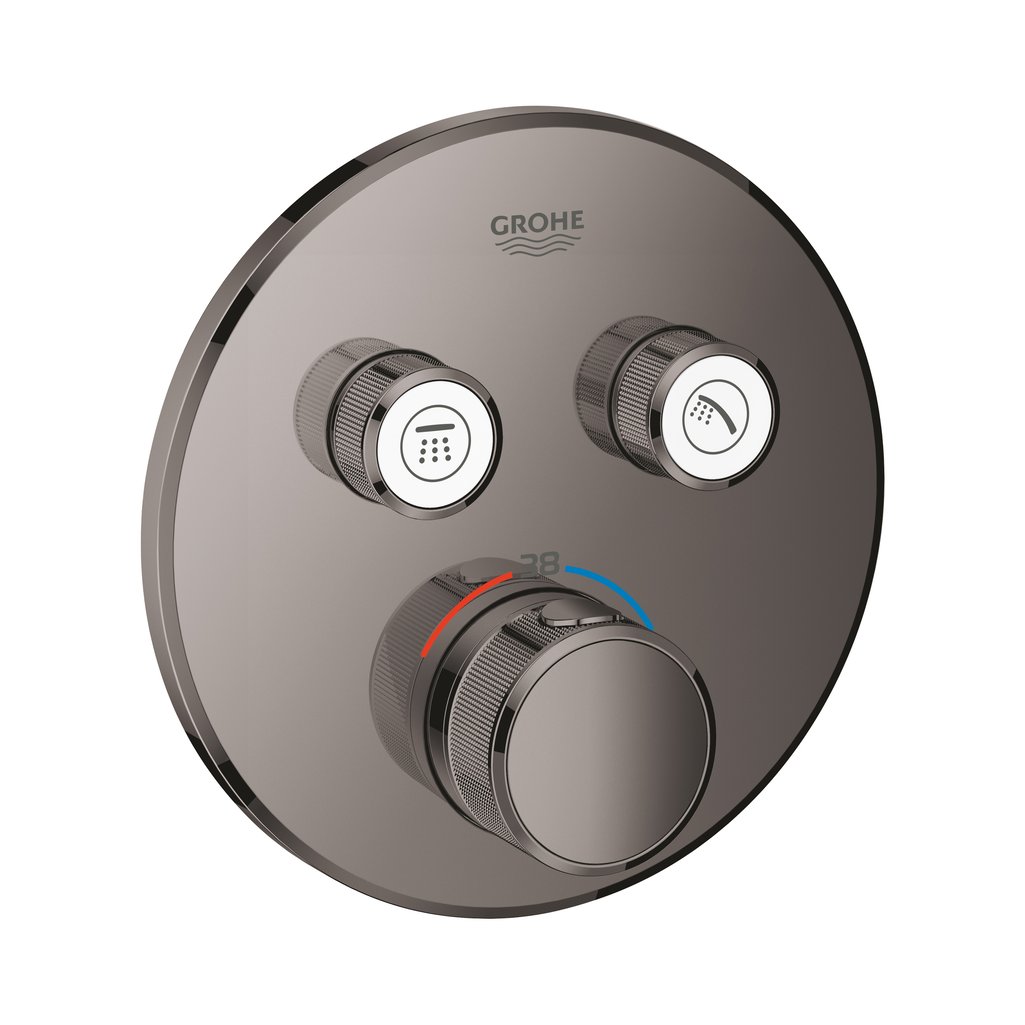 Grohe Grohtherm SmartControl Çift valfli akış kontrollü, ankastre termostatik duş bataryası Hard Graphite 29119A00