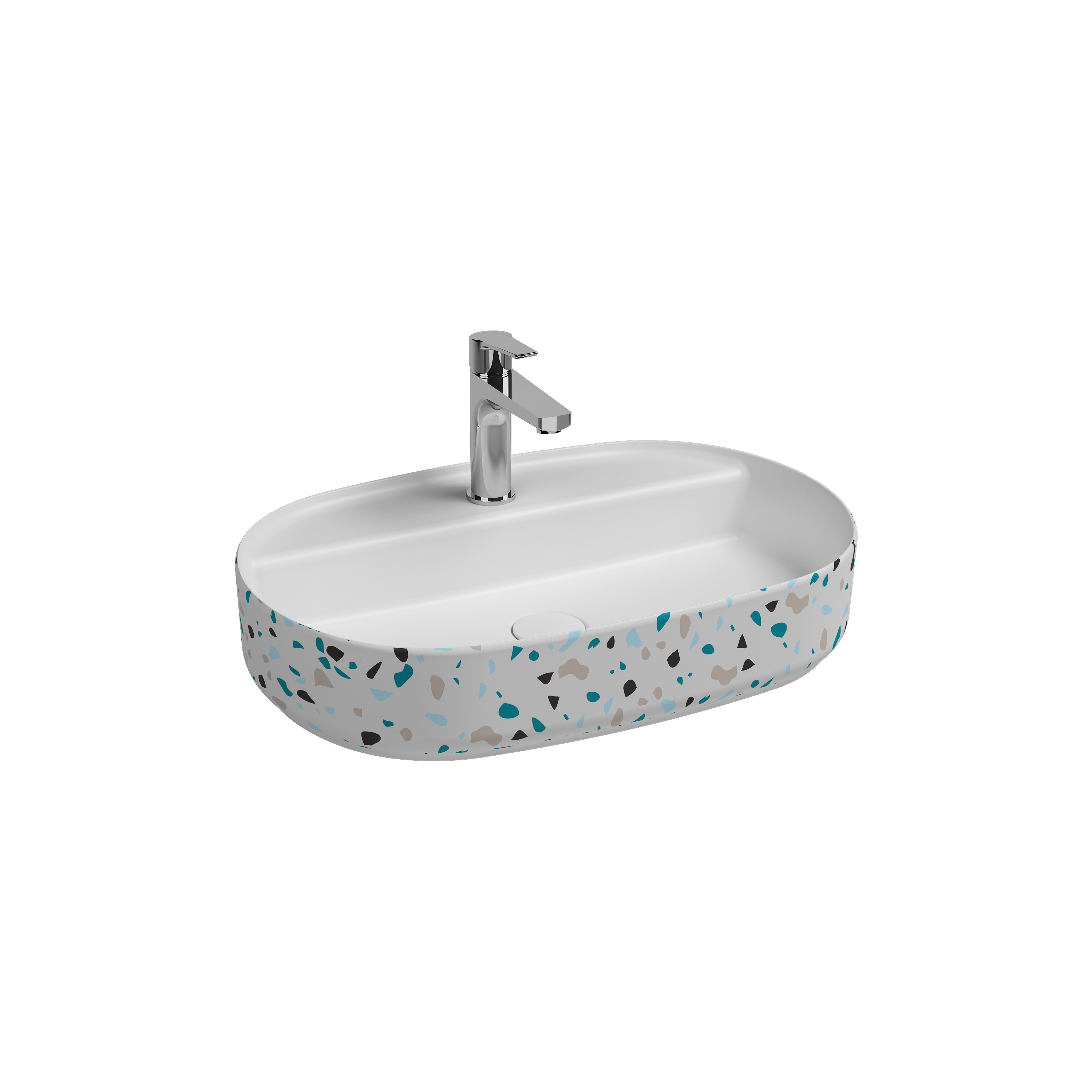 ISVEA İNFİNİTY BATARYA DELİKLİ T.Ü 60CM LAVABO MAT BEYAZ TERRAZZO 10NF65060-2L-TRZ