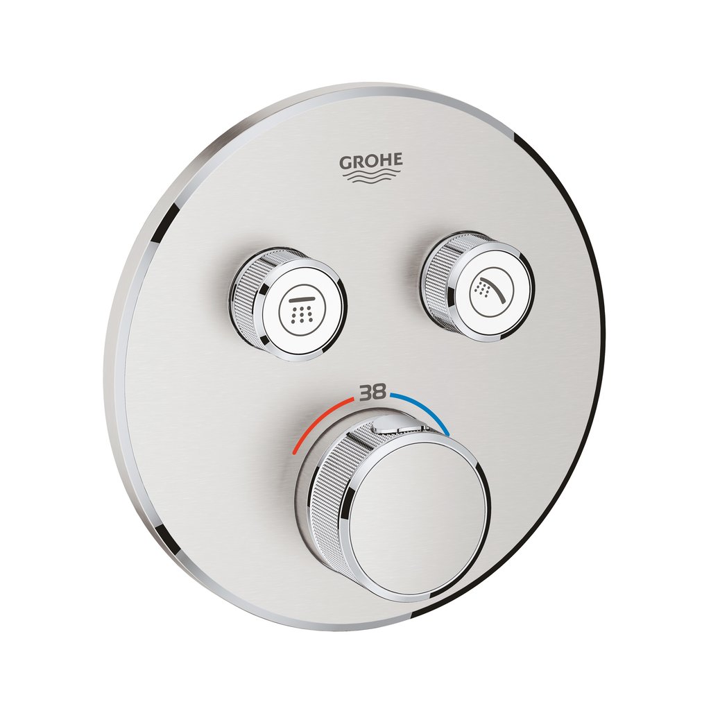 Grohe Grohtherm SmartControl Çift valfli akış kontrollü, ankastre termostatik duş bataryası Paslanmaz Çelik 29119DC0