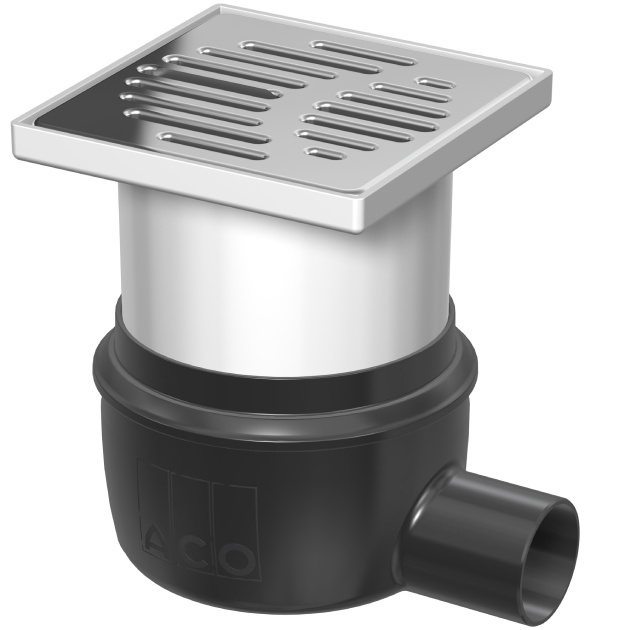 ACO EasyFlow 150x150 mm, Paslanmaz Çelik Izgaralı, Yatay Çıkış DN50, Komple Süzgeç Seti  2505.05.00 - 2700.77.11