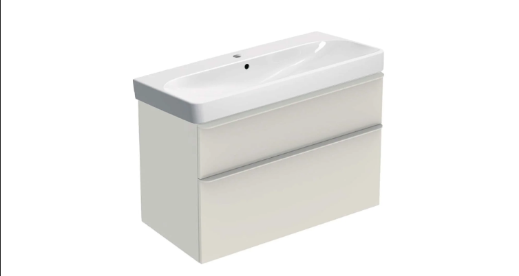 Geberit Smyle lavabo dolabı, çift çekmeceli, 120 cm Kum Grisi 500.355.JL.1