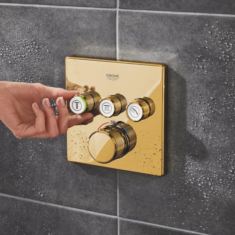 Grohe Grohtherm SmartControl Üç valfli akış kontrollü, ankastre termostatik duş bataryası Cool Sunrise 29126GL0