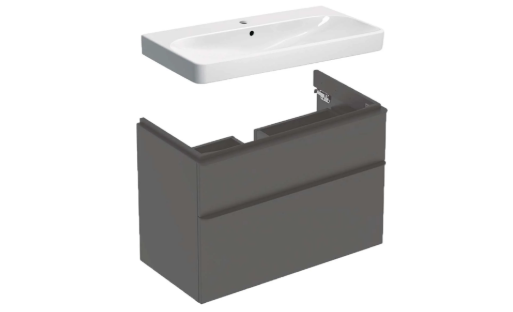 Geberit Smyle lavabo dolabı, çift çekmeceli, 90 cm Mat Antrasit 500.354.JK.1
