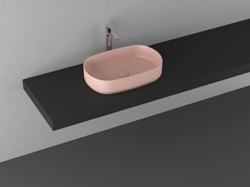ISVEA INFİNİTY TEZGAH ÜZERİ LAVABO 55 CM SOMON EXTRA DEKORSUZ DELİKS 	10NF65055