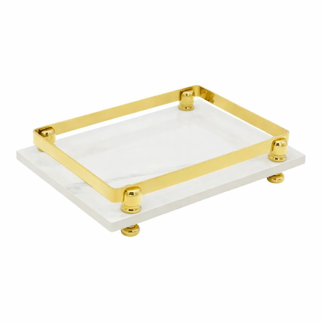 Aksy Pirinç Setüstü Evolet Sunum Tepsisi DKG 8141 Mat Gold