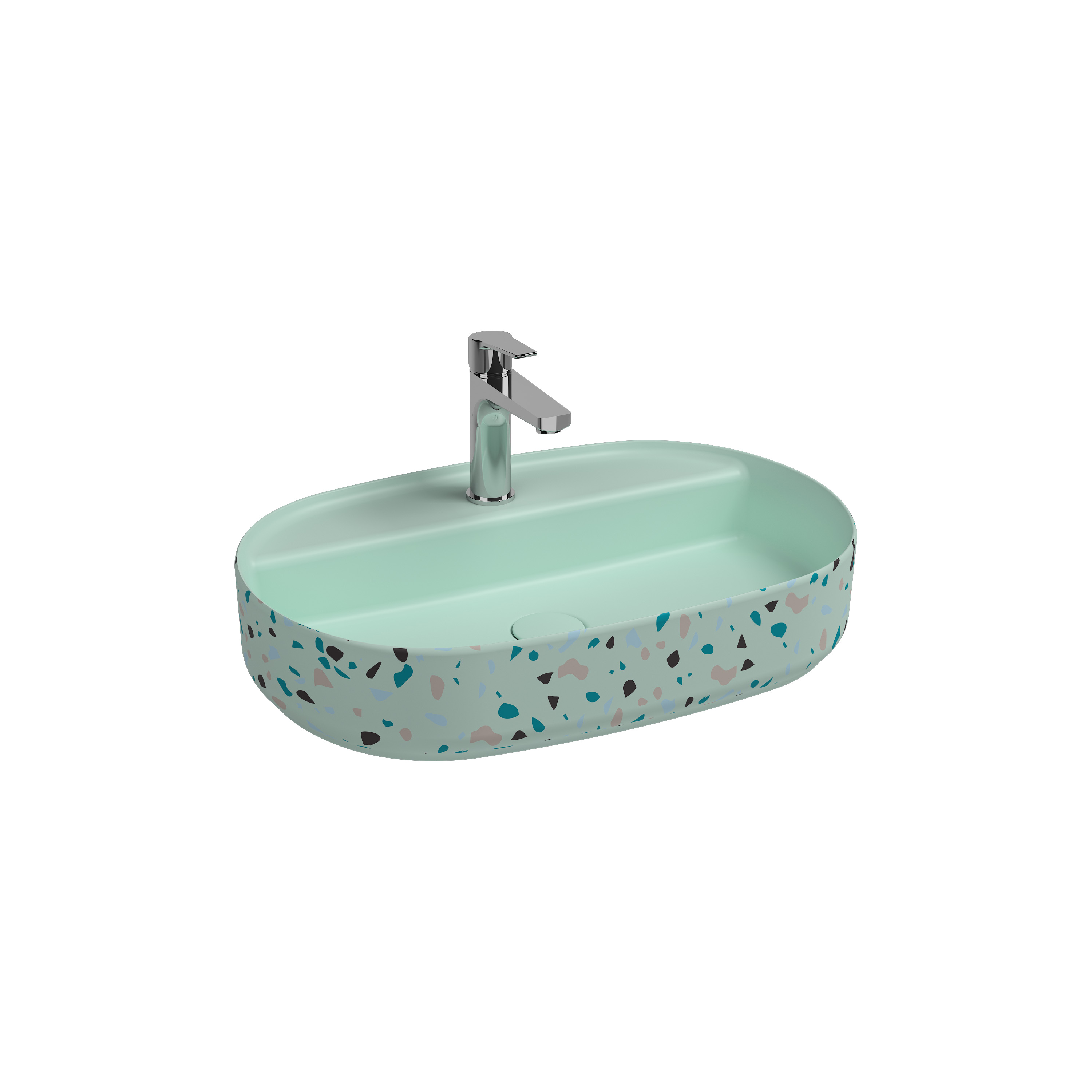 ISVEA İNFİNİTY BATARYA DELİKLİ T.Ü 60CM LAVABO MİNT TERRAZZO 10NF65060-2T-TRZ