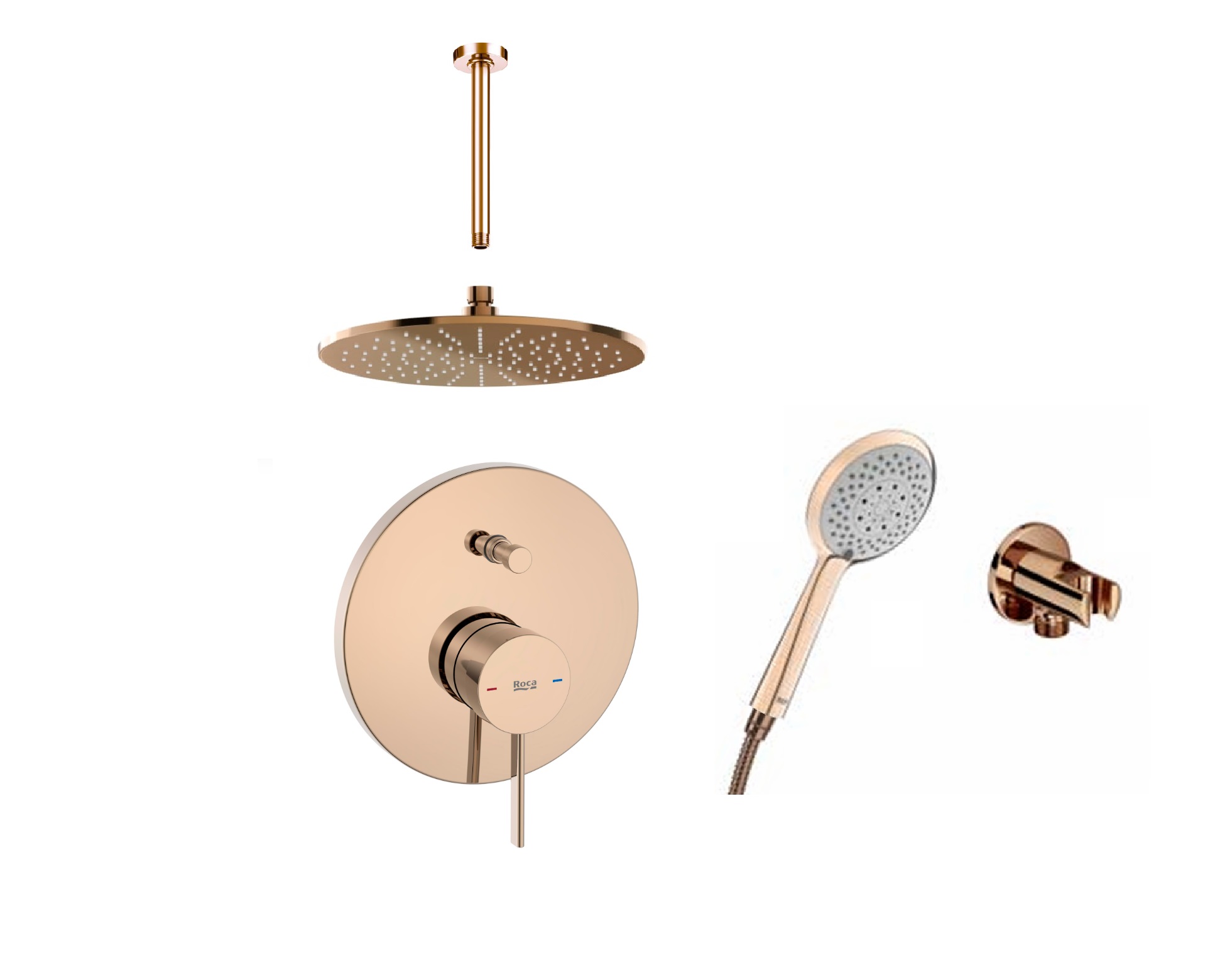 ROCA ONA Tavandan Ankastre 5'li Duş Seti Rose Gold A5D169ERGK
