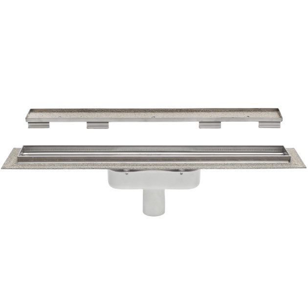 ACO Lineer Duş Kanalı L=788 mm Sabit Çerçeveli Kanal Gövdesi, Dikey Çıkış DN50 Süzgeç Seti Tile