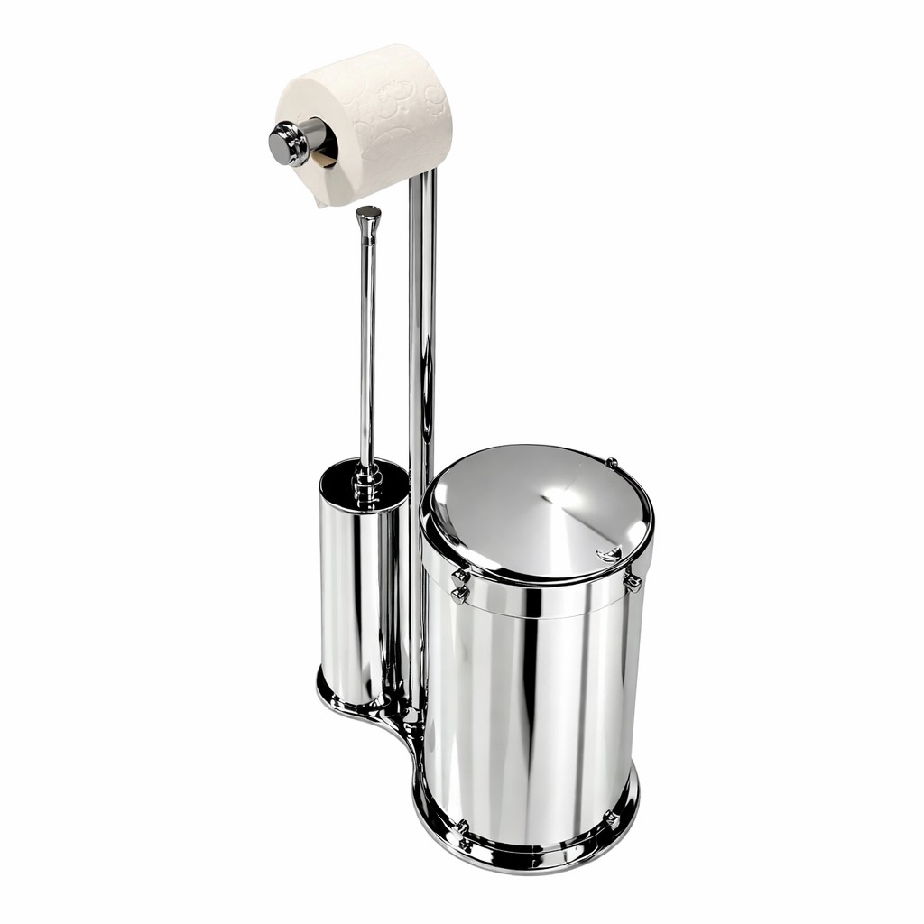 Aksy Pirinç Ayaklı Set Çöp Kovalı Kağıtlık Set DB 2426 Krom