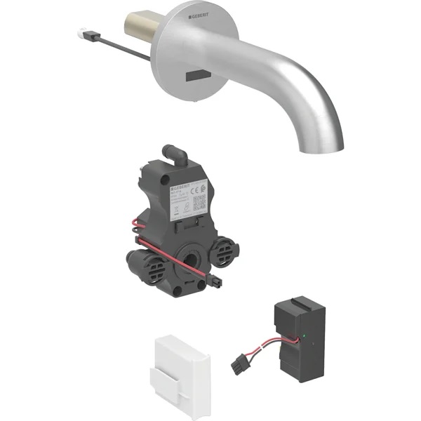 GEBERIT PİAVE 17 CM ANK. FOTOSELLİ LAVABO BATARYASI PASLANMAZ ÇELİK ÇİFT SU GİRİŞ ELEK.116.262.SN.1 + MONTAJ ELEMANI