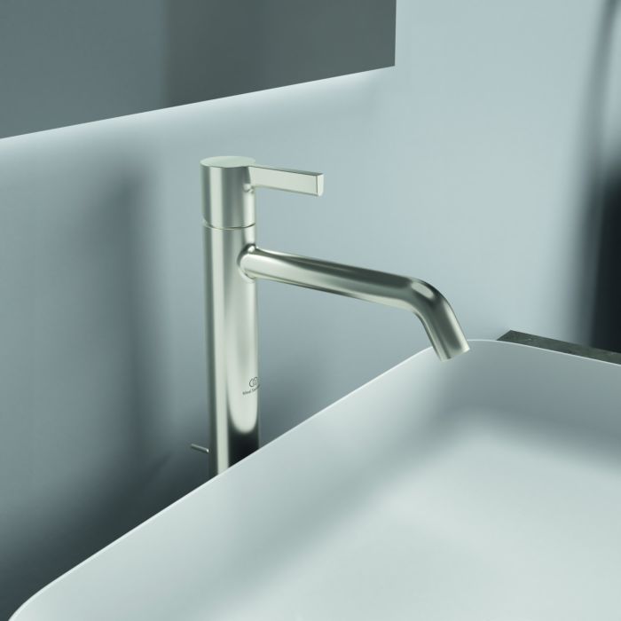 Ideal Standard Joy Yüksek Lavabo Bataryası Silver Sifon Kumandalı BC781GN
