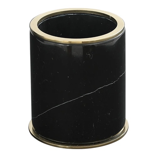 Aksy Pirinç Setüstü Siesta Diş Fırçalık 9050  Pvd Gold Siyah Doğaltaş
