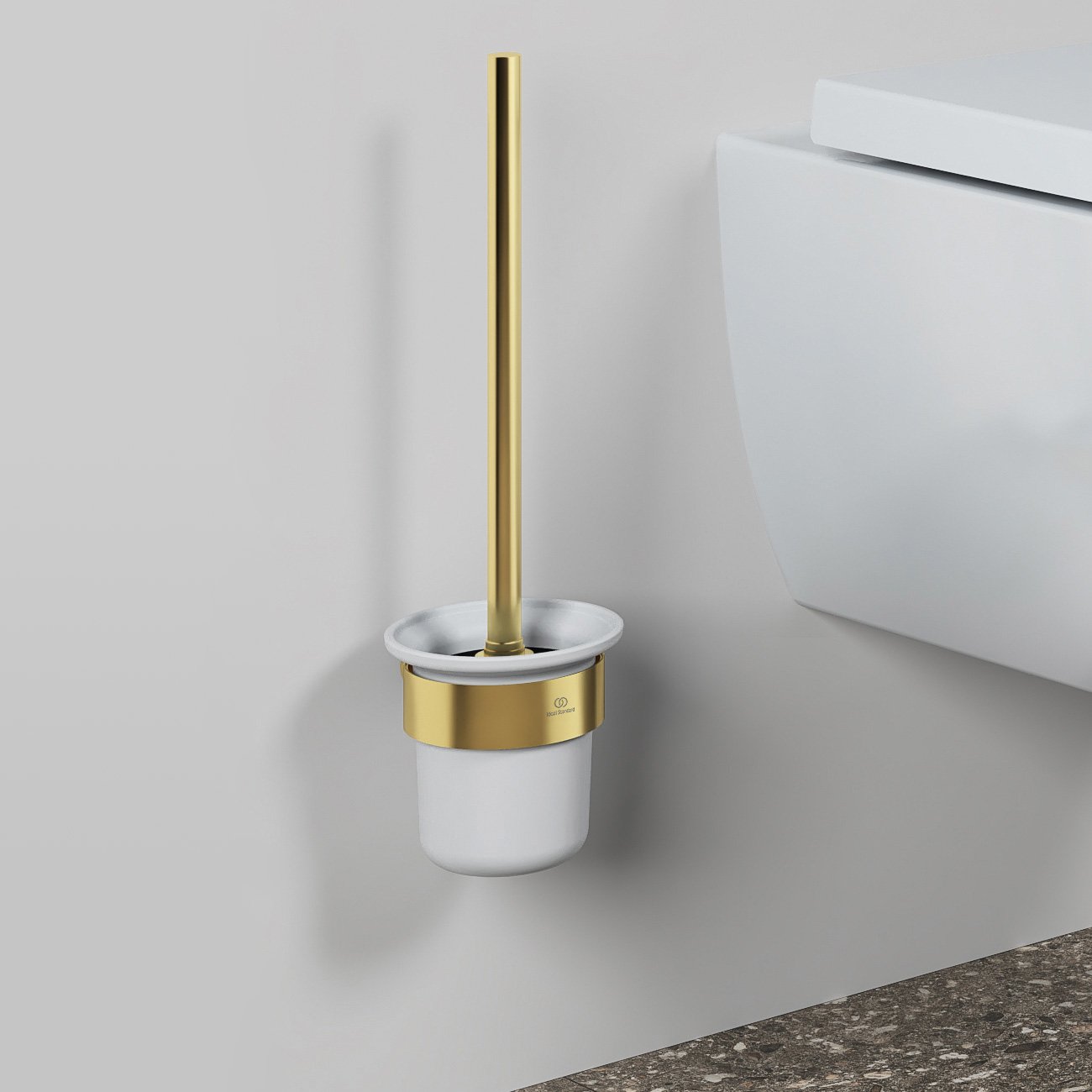 Ideal Standard Conca Duvara Monte Cam Tuvalet Fırçası-Brushed Gold Yuvarlak T4495A2