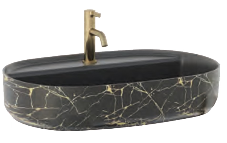 ISVEA İNFİNİTY BATARYA DELİKLİ T.Ü 60CM LAVABO MARMO SİYAH 10NF65060-2N-MRM