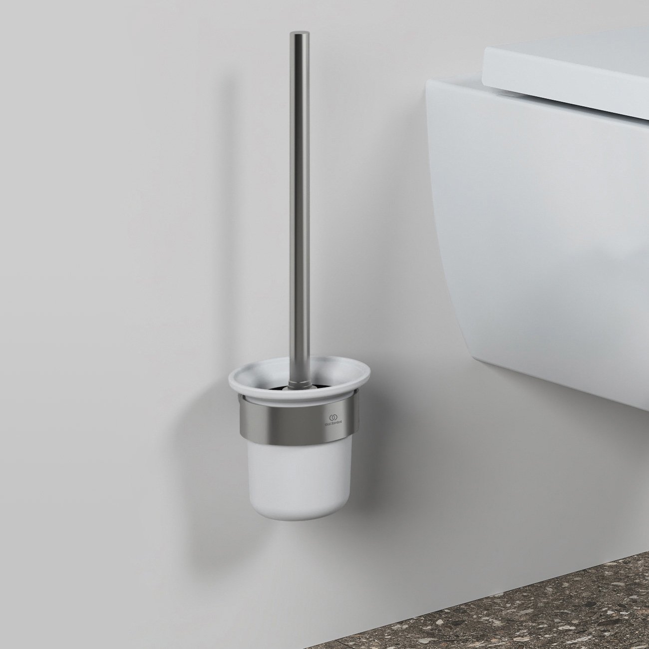 Ideal Standard  Conca Duvara Monte Cam Tuvalet Fırçası-Silver Storm-Yuvarlak T4495GN