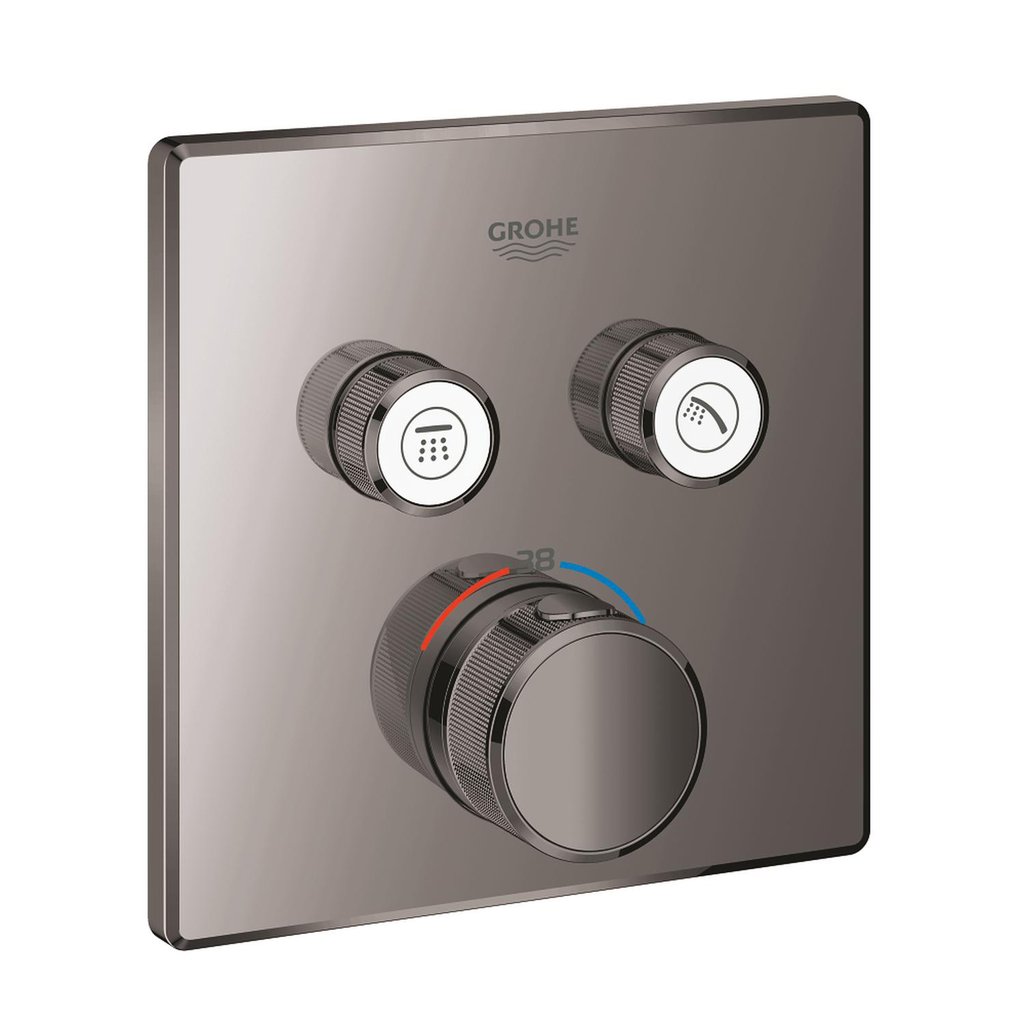 Grohe Grohtherm SmartControl Çift valfli akış kontrollü, ankastre termostatik duş bataryası Hard Graphite 29124A00