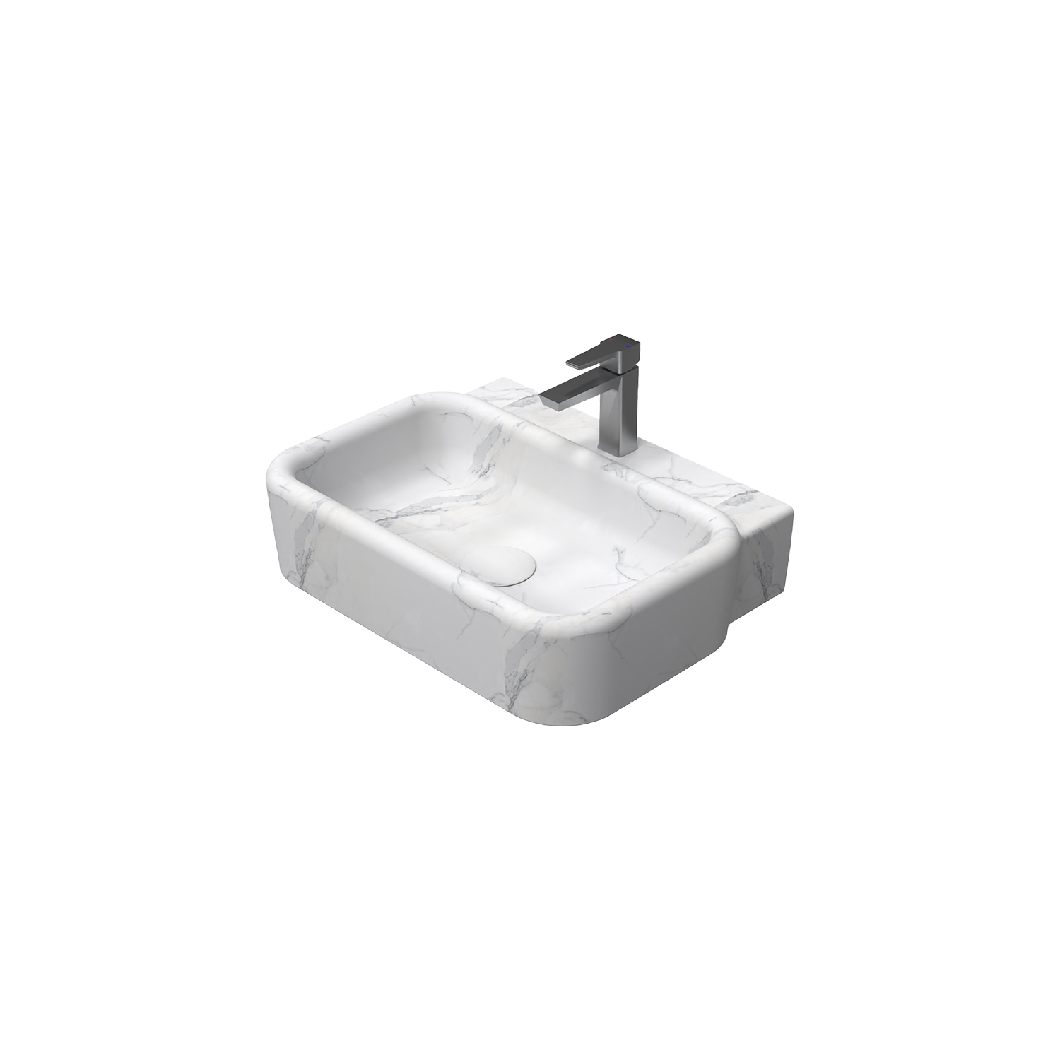 ISVEA Curvo Marmo White Desenli Lavabo 62 cm 10CR66062-MW