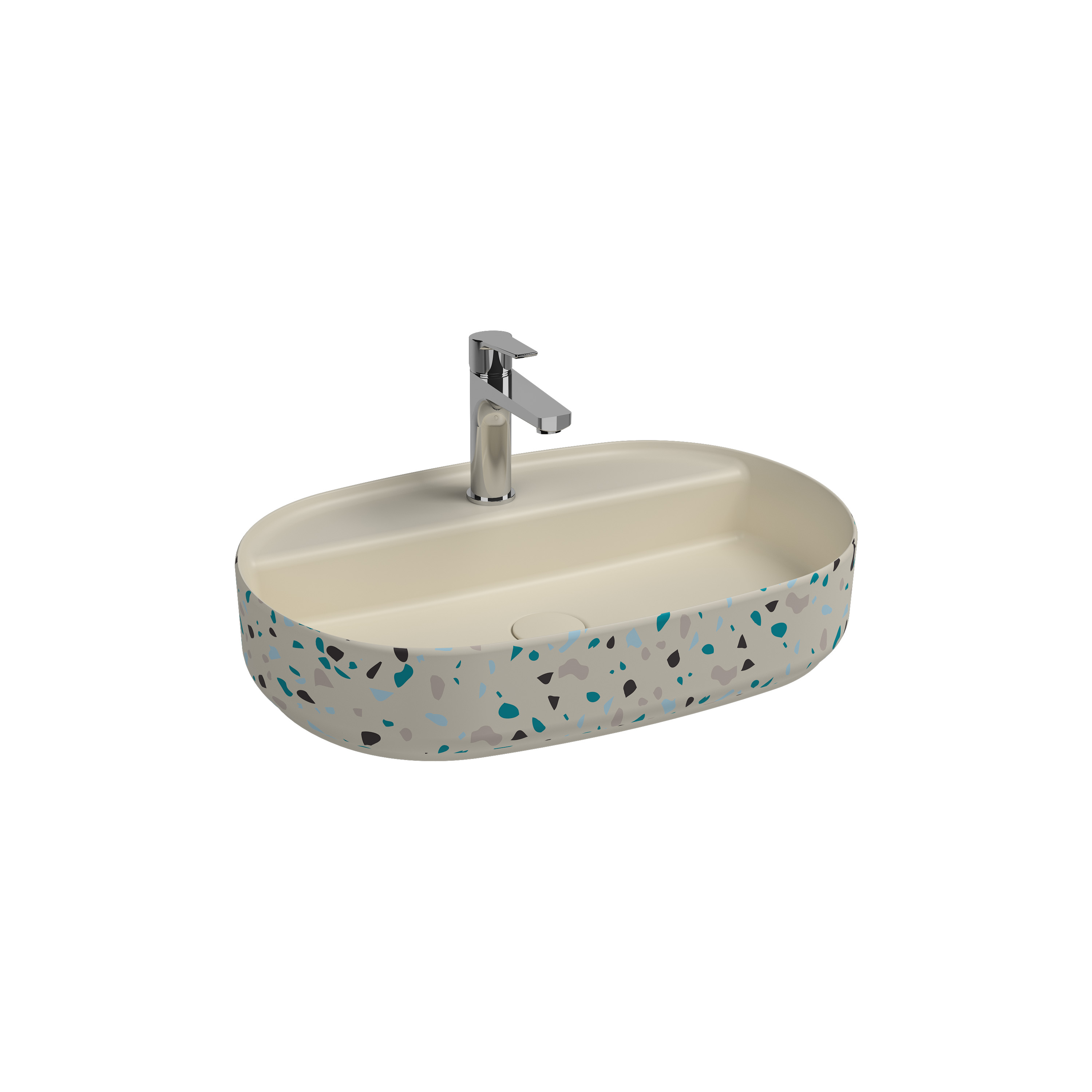 ISVEA İNFİNİTY BATARYA DELİKLİ T.Ü 60CM LAVABO FİLDİŞİ TERRAZZO 10NF65060-2K-TRZ