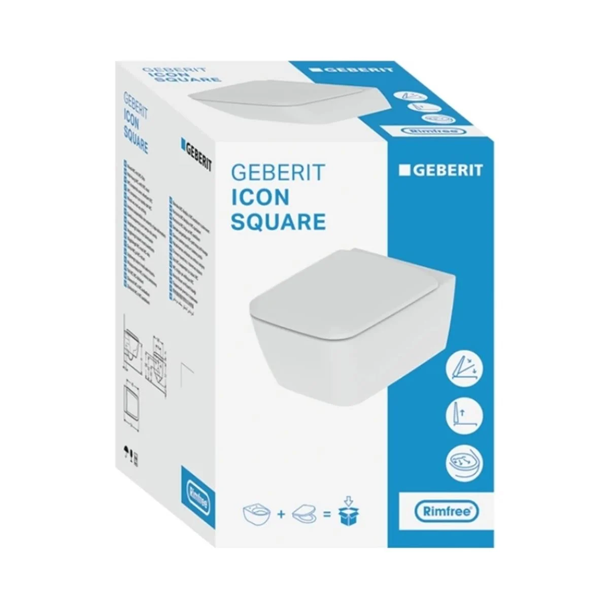 GEBERIT ICON SQUARE RİMFREE ASMA KLOZET T54 501.651.01.1 ( Klozet kapağı dahildir )