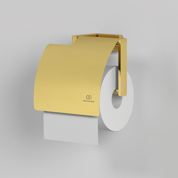 Ideal Standard Conca Kapaklı Tuvalet Kağıtlığı-Brushed Gold-Kare  T4496A2