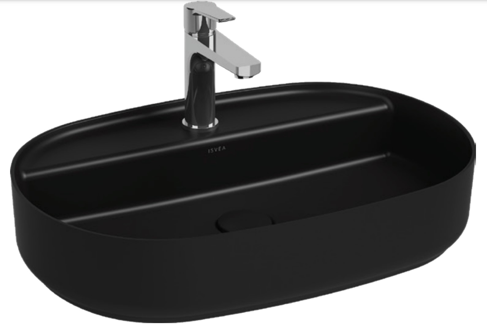 ISVEA İNFİNİTY BATARYA DELİKLİ T.Ü 60CM LAVABO SİYAH 10NF65060-2N