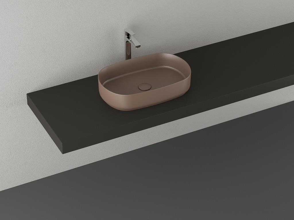ISVEA İNFİNİTY TEZGAH ÜSTÜ LAVABO 55 CM VİZON EXTRA DEKORSUZ DELİKS 10NF65055-2H