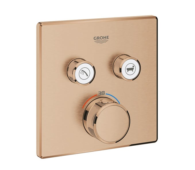 Grohe Grohtherm SmartControl Çift valfli akış kontrollü, ankastre termostatik duş bataryası Brushed Warm Sunset 29124DL0