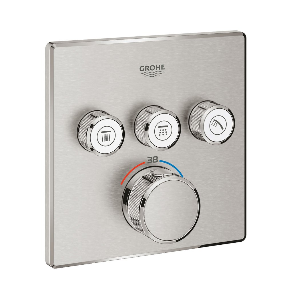 Grohe Grohtherm SmartControl Üç valfli akış kontrollü, ankastre termostatik duş bataryası Paslanmaz Çelik 29126DC0