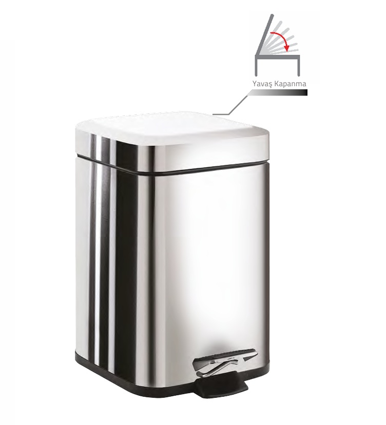 Gedy  Çöp Kovası, Pedallı, 3 lt, Kare, Krom 2209/13
