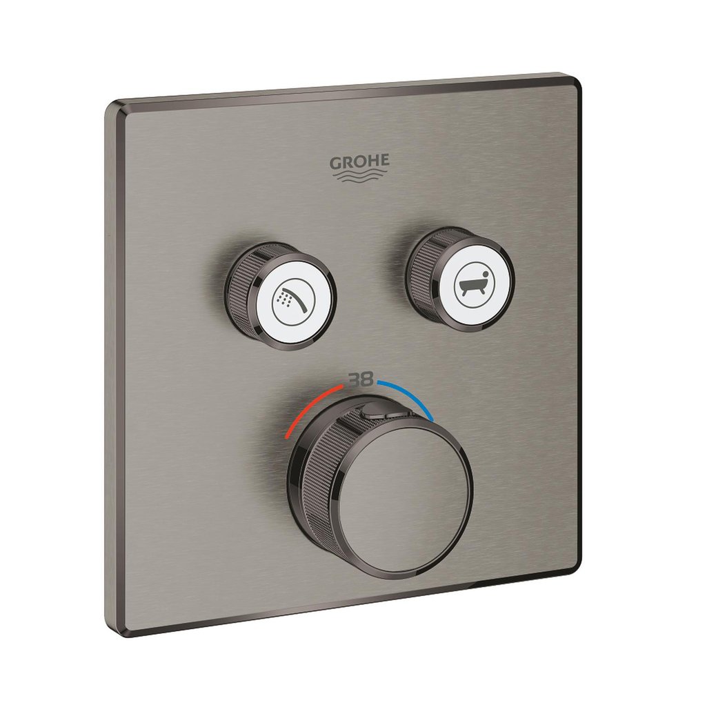 Grohe Grohtherm SmartControl Çift valfli akış kontrollü, ankastre termostatik duş bataryası Brushed Hard Graphite  29124AL0