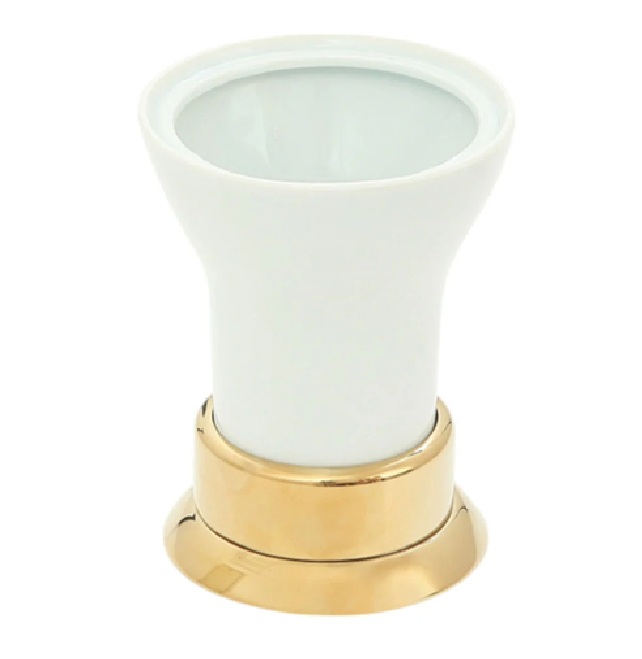 Aksy Pirinç Ottoman Setüstü Diş Fırçalık Porselen 7150 Pvd Gold